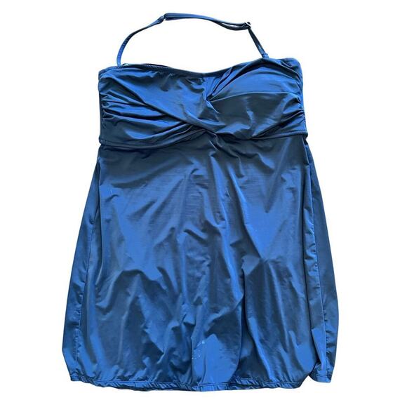 Garnet Hill Ruched Swim Dress Size 16 Navy Blue Padded Underwired Resortwear - Picture 4 of 10